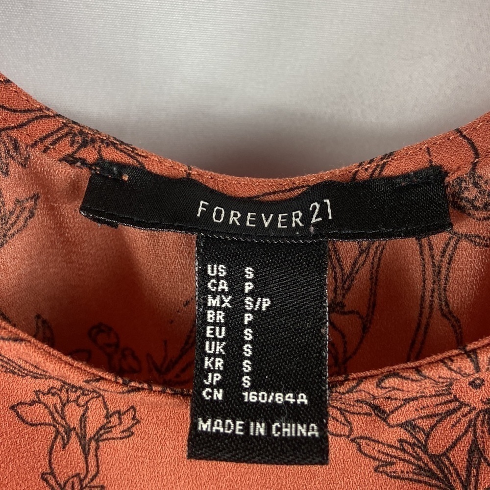 Forever 21 Rust Orange Floral Sleeveless Romper with Pockets - Picture 5 of 6